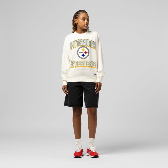 Women's Mitchell & Ness Cream Pittsburgh Steelers Tonal Arch Sweatshirt