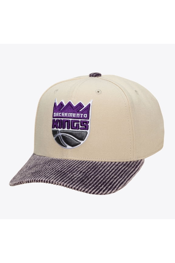 Men's Mitchell & Ness Cream/Purple Sacramento Kings Washed Corduroy Pro Crown Snapback Hat