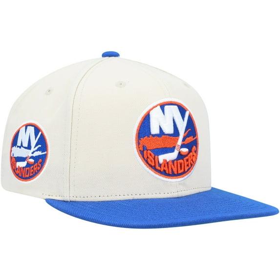 Men's Mitchell & Ness Cream/Royal New York Islanders Vintage Snapback Hat - OSFA