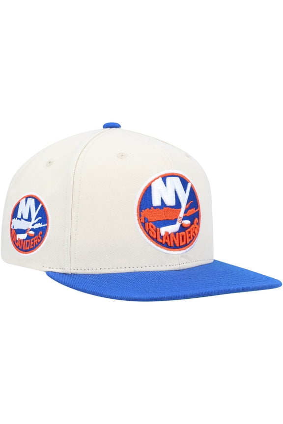 Men's Mitchell & Ness Cream/Royal New York Islanders Vintage Snapback Hat - OSFA