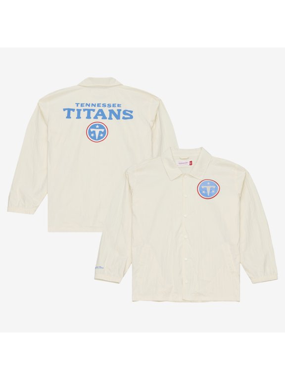 Men's Mitchell & Ness Cream Tennessee Titans Retro Roots Full-Snap Coaches Jacket