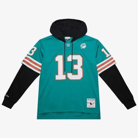 Men's Mitchell & Ness Dan Marino Aqua Miami Dolphins Player Name & Number Hoodie Legacy Jersey
