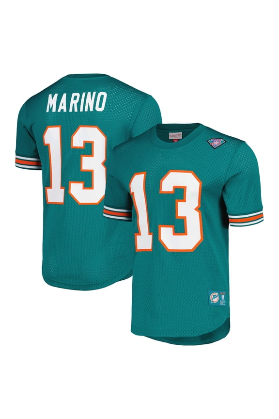 Men's Mitchell & Ness Dan Marino Aqua Miami Dolphins Retired Player Name & Number Mesh Top