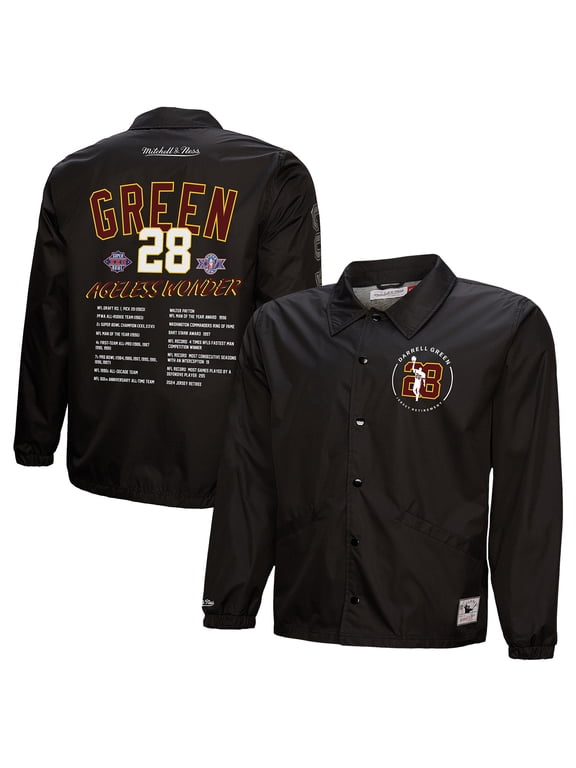 Men's Mitchell & Ness Darrell Green Black Washington Commanders Coaches Button-Up Jacket