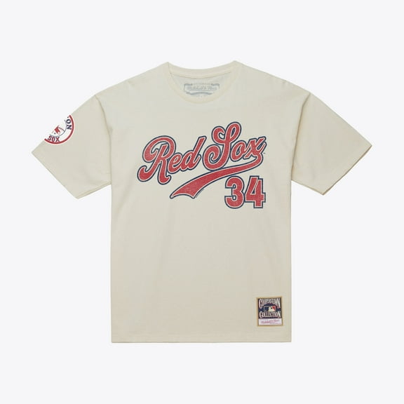 Men's Mitchell & Ness David Ortiz Cream Boston Red Sox Cooperstown Collection Throwback Name & Number T-Shirt