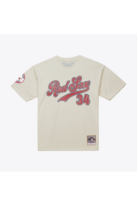 Men's Mitchell & Ness David Ortiz Cream Boston Red Sox Cooperstown Collection Throwback Name & Number T-Shirt