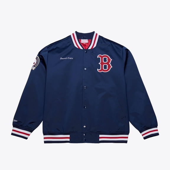 Men's Mitchell & Ness David Ortiz Navy Boston Red Sox Legends Collection Lightweight Satin Full-Snap Jacket