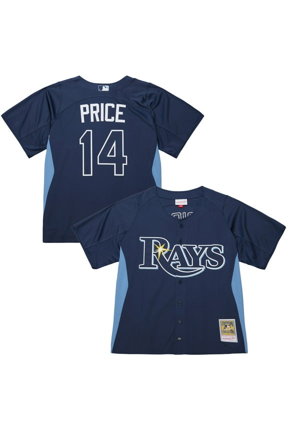 Men's-Mitchell & Ness David Price Blue Tampa Bay Rays Authentic Batting Practice Jersey