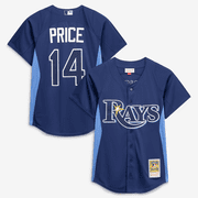 Mens-Mitchell & Ness David Price Blue Tampa Bay Rays Authentic Batting Practice Jersey