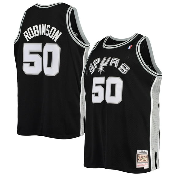 Men's Mitchell & Ness David Robinson Black San Antonio Spurs 1998/99 Big & Tall Hardwood Classics Jersey