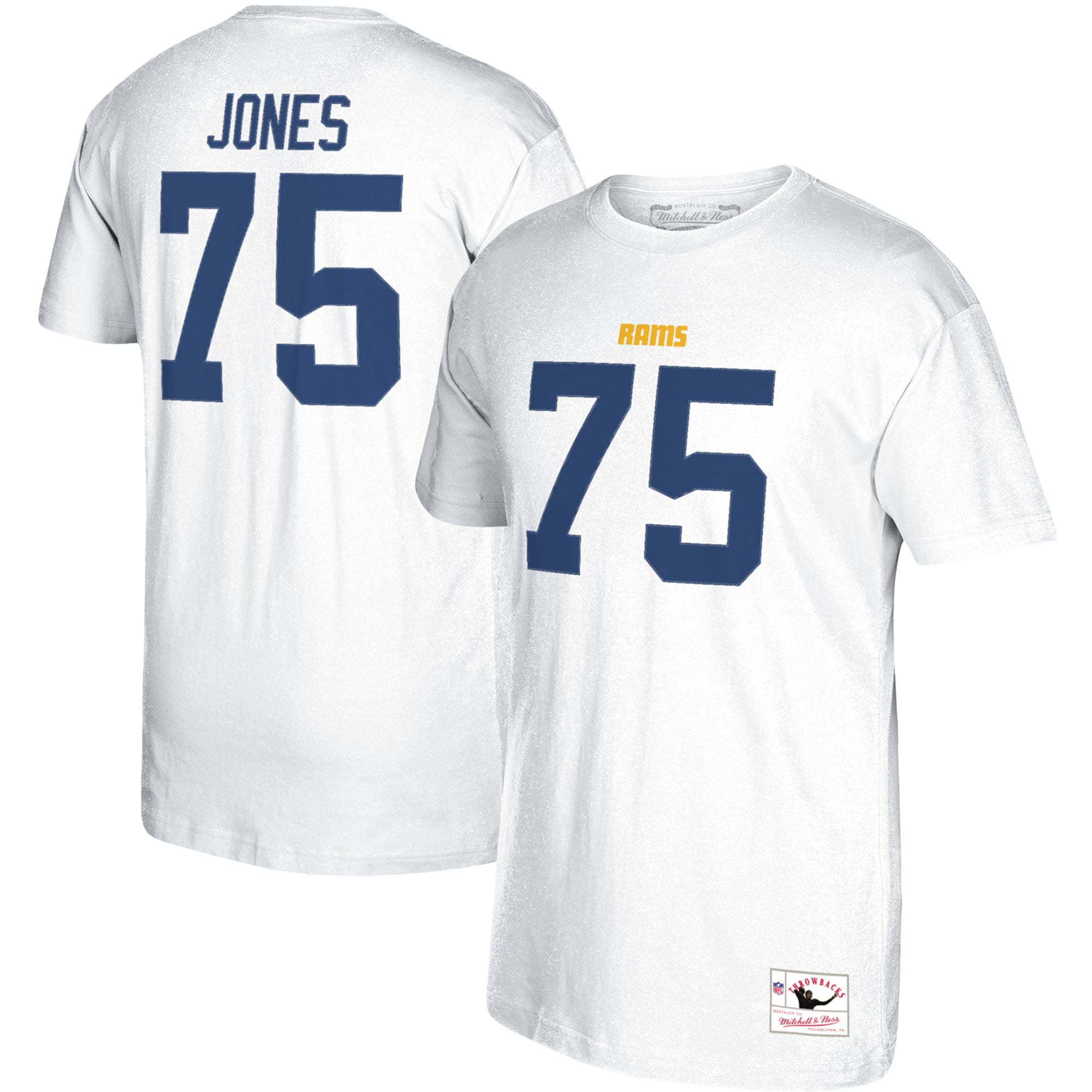 Men's Mitchell & Ness Deacon Jones White Los Angeles Rams Retired Player  Logo Name & Number T-Shirt 
