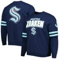 thumbnail image 1 of Men's Mitchell & Ness Deep Sea Blue Seattle Kraken Allover Logo Pullover Sweatshirt, 1 of 3