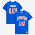 thumbnail image 1 of Men's Mitchell & Ness Dennis Rodman Blue Detroit Pistons Hardwood Classics Stitch Name & Number T-Shirt, 1 of 6