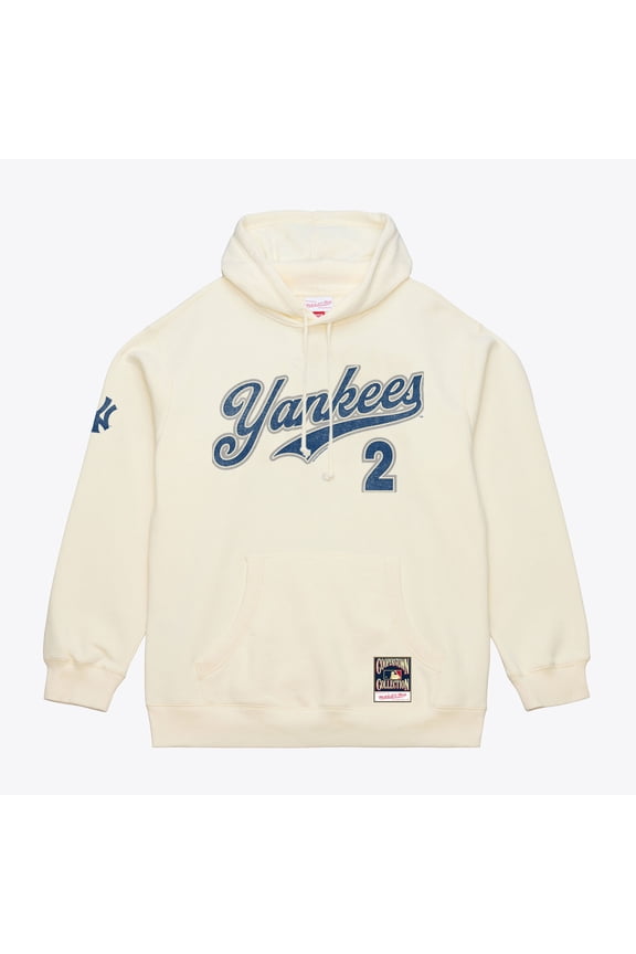 Men's Mitchell & Ness Derek Jeter Cream New York Yankees Throwback Name & Number Hoodie