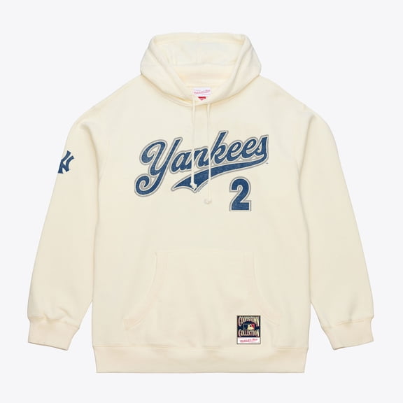 Men's Mitchell & Ness Derek Jeter Cream New York Yankees Throwback Name & Number Hoodie