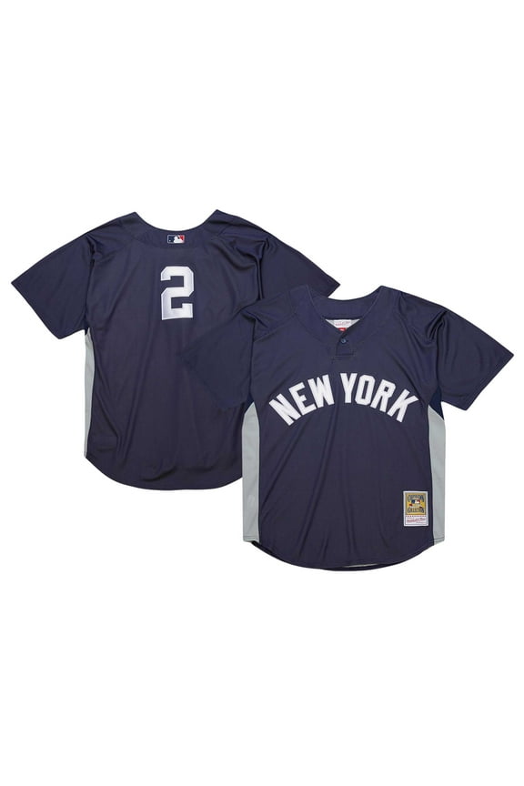 Men's Mitchell & Ness Derek Jeter Navy New York Yankees Authentic Batting Practice Jersey