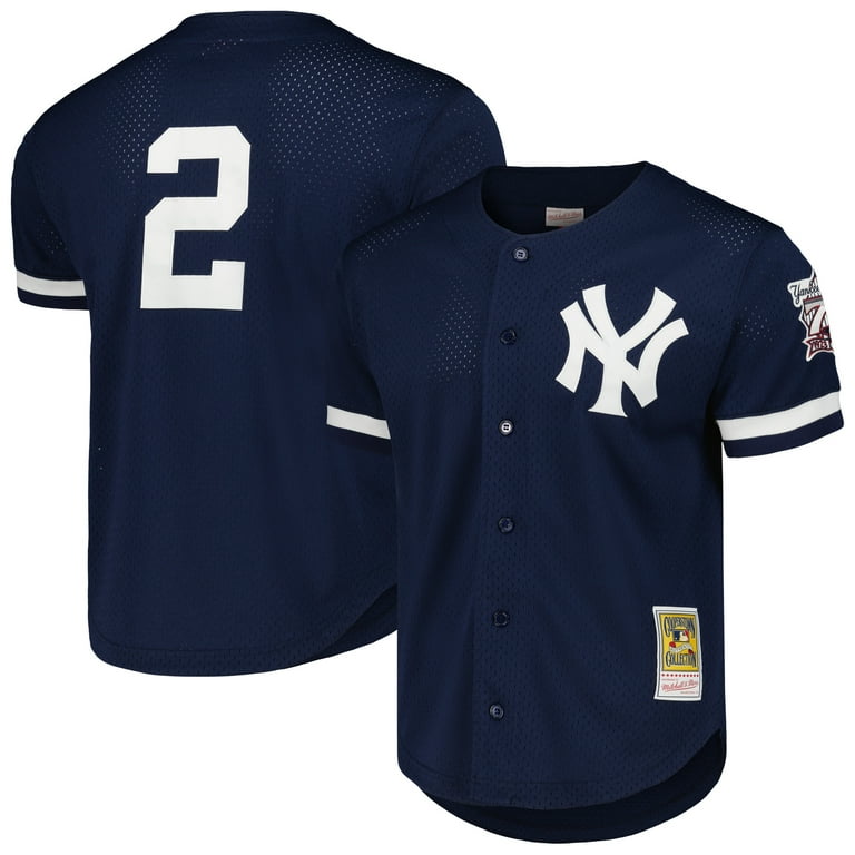 Men s Mitchell Ness Derek Jeter Navy New York Yankees Cooperstown Collection Mesh Batting Practice Button Up Jersey Walmart