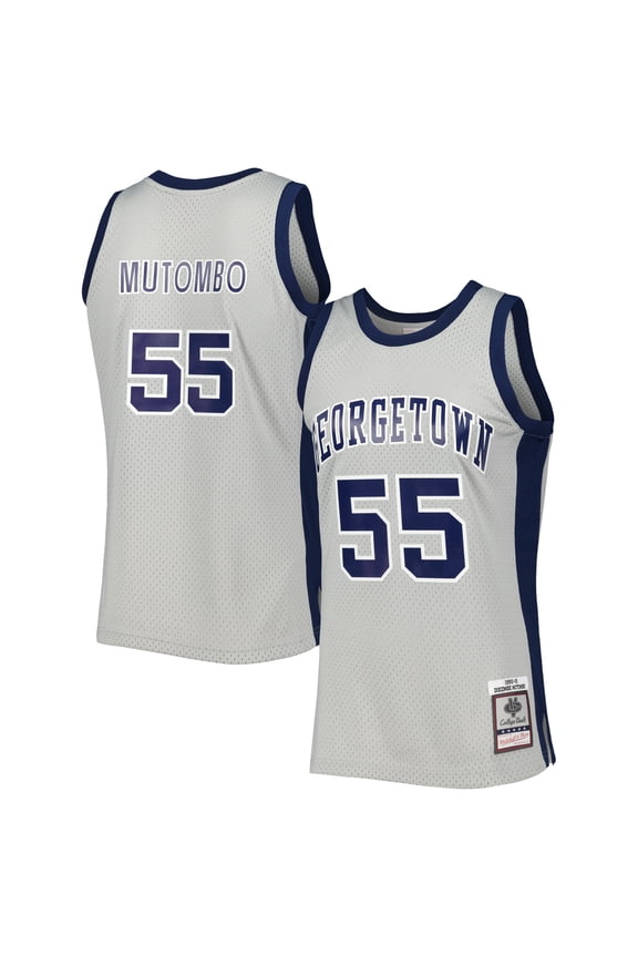 Men's Mitchell & Ness Dikembe Mutombo Gray Georgetown Hoyas 1990/91 Swingman Jersey