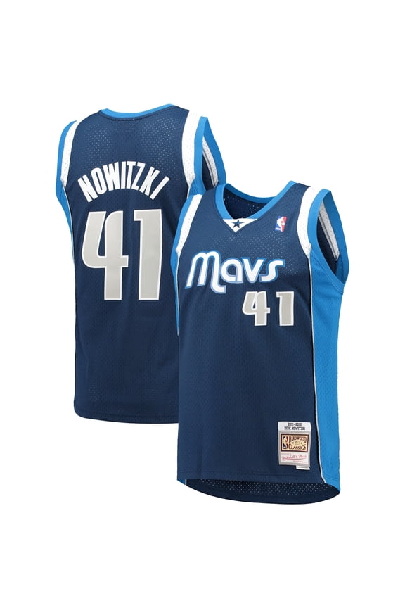Men's Mitchell & Ness Dirk Nowitzki Navy Dallas Mavericks 2011/12 Hardwood Classics Swingman Jersey