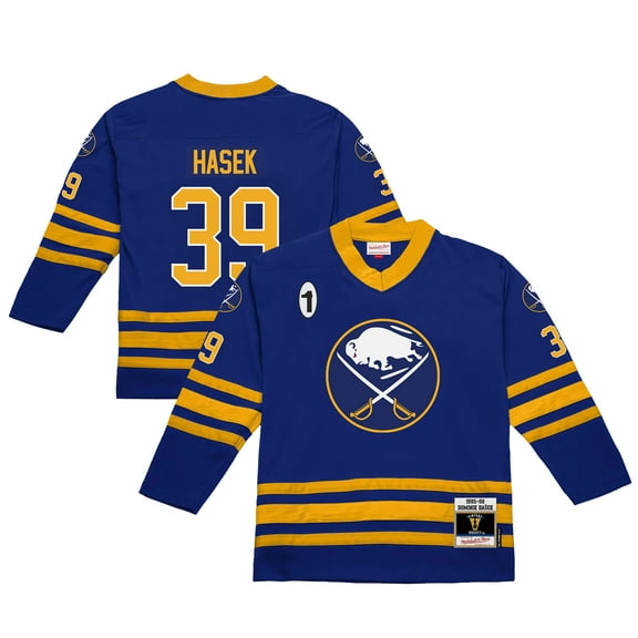 Men's Mitchell & Ness Dominik Hasek Royal Buffalo Sabres 1995-96 Power Play Jersey