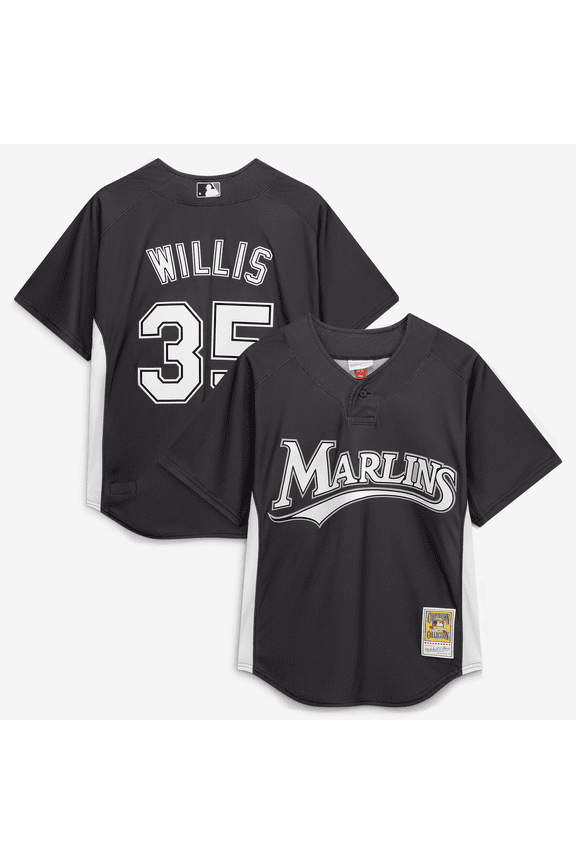 Men's Mitchell & Ness Dontrelle Willis Black Florida Marlins Authentic Batting Practice Jersey