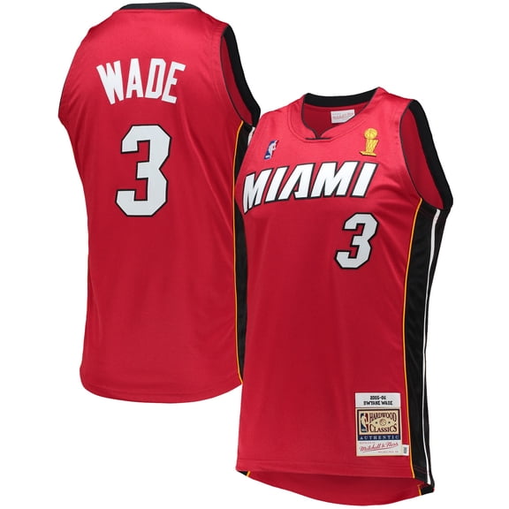 Men's Mitchell & Ness Dwyane Wade Red Miami Heat 2005-06 Hardwood Classics Authentic Jersey