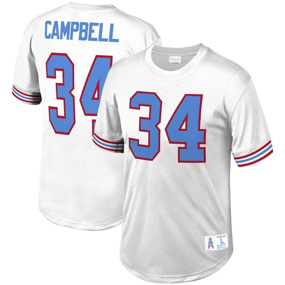 Men's Mitchell & Ness Earl Campbell White Houston Oilers Retired Player Name & Number Mesh Top