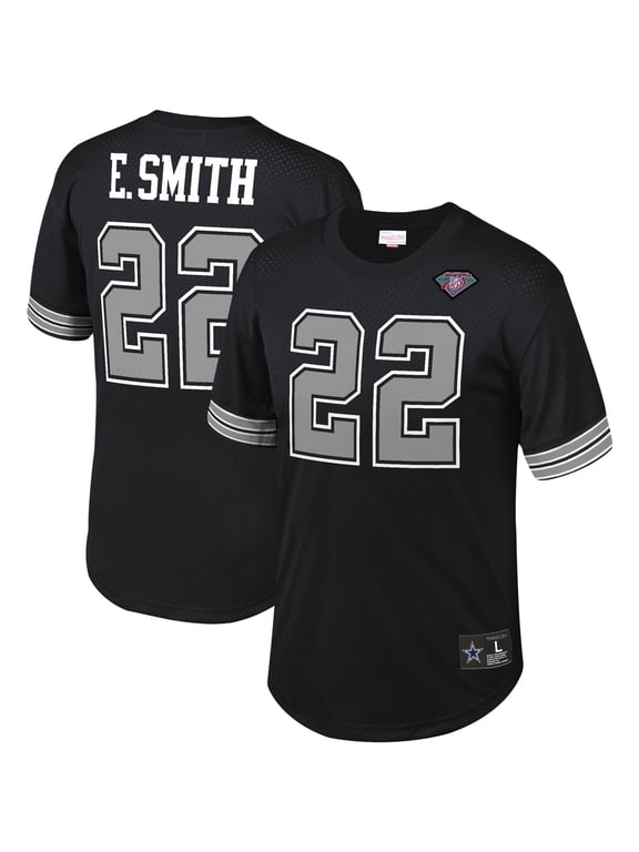 Men's Mitchell & Ness Emmitt Smith Black Dallas Cowboys Retired Player Name & Number Mesh Top