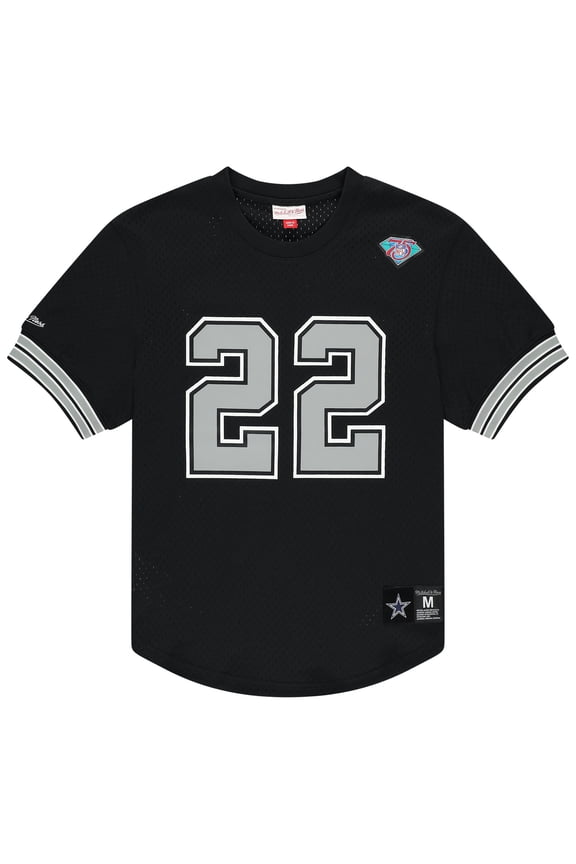 Men's Mitchell & Ness Emmitt Smith Black Dallas Cowboys Retired Player Name & Number Mesh Top