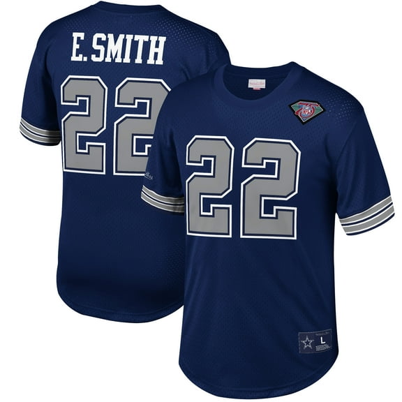 Men's Mitchell & Ness Emmitt Smith Navy Dallas Cowboys Retired Player Name & Number Mesh Top