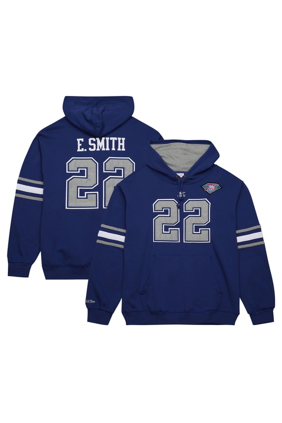 Men's Mitchell & Ness Emmitt Smith Navy Dallas Cowboys Retired Player Name & Number Pullover Hoodie