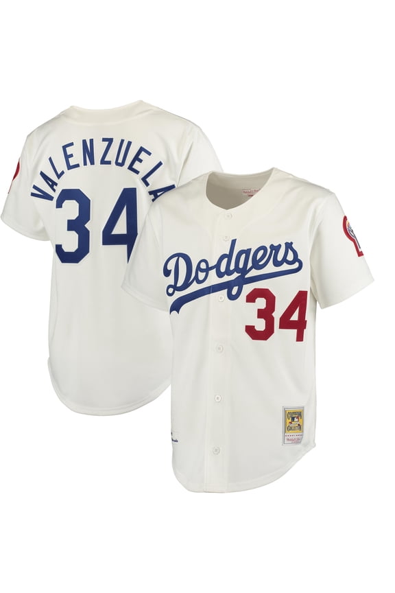 Men's Mitchell & Ness Fernando Valenzuela White Los Angeles Dodgers Authentic Jersey