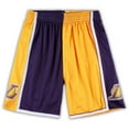 thumbnail image 1 of Men's Mitchell & Ness Gold/Purple Los Angeles Lakers Big & Tall Hardwood Classics Split Swingman Shorts, 1 of 1