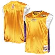 Men's Mitchell & Ness Gold/Purple Los Angeles Lakers Hardwood Classics Big & Tall On-Court Shooting V-Neck Shirt