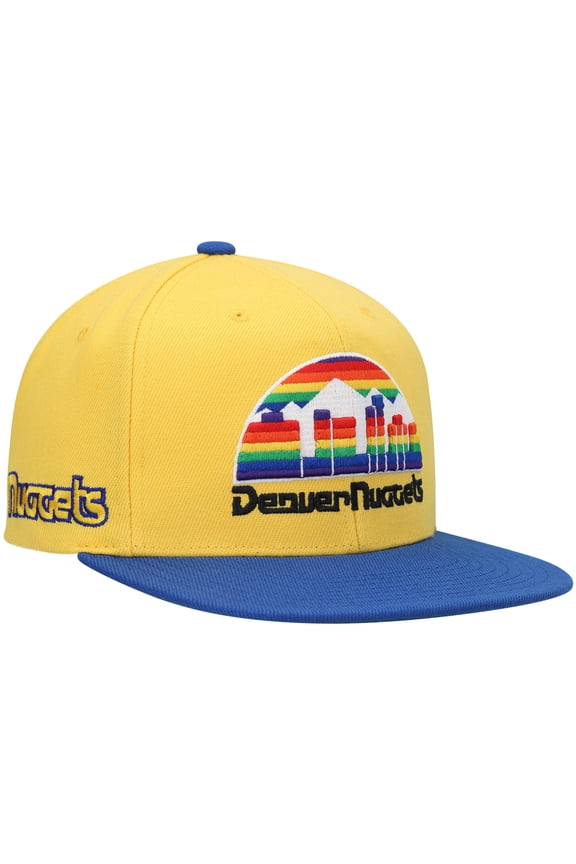 Men's Mitchell & Ness Gold/Royal Denver Nuggets Hardwood Classics Snapback Hat