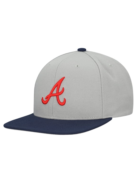Men's Mitchell & Ness Gray Atlanta Braves Basic Flip Snapback Hat