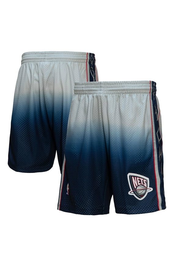 Men's Mitchell & Ness Gray/Blue New Jersey Nets 2006/07 Hardwood Classics Fadeaway Reload 3.0 Swingman Shorts