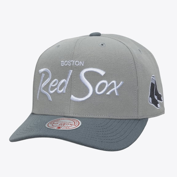 Men's Mitchell & Ness Gray Boston Red Sox Thunderstorm Head Coach Pro-Crown Adjustable Hat