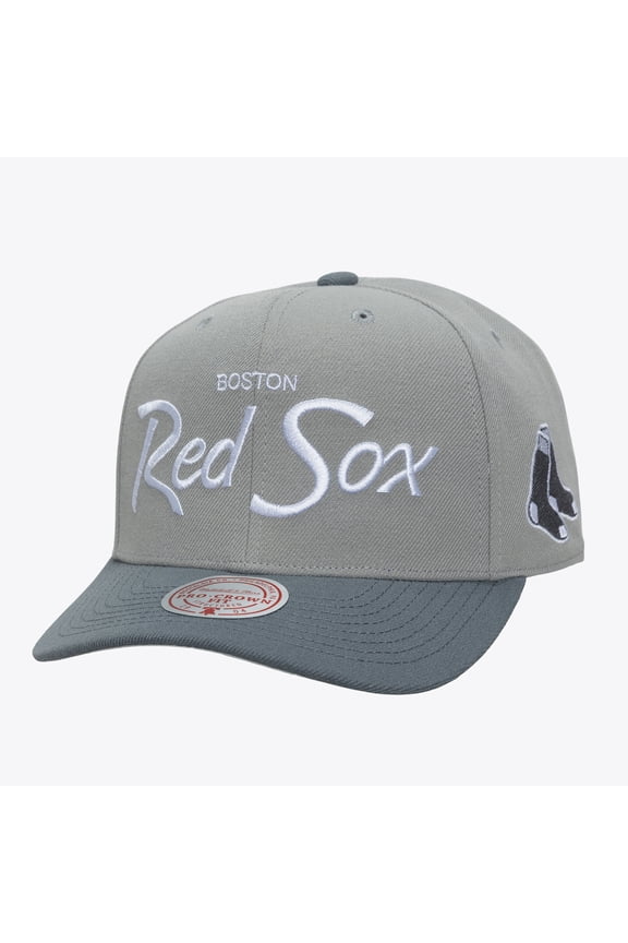 Men's Mitchell & Ness Gray Boston Red Sox Thunderstorm Head Coach Pro-Crown Adjustable Hat