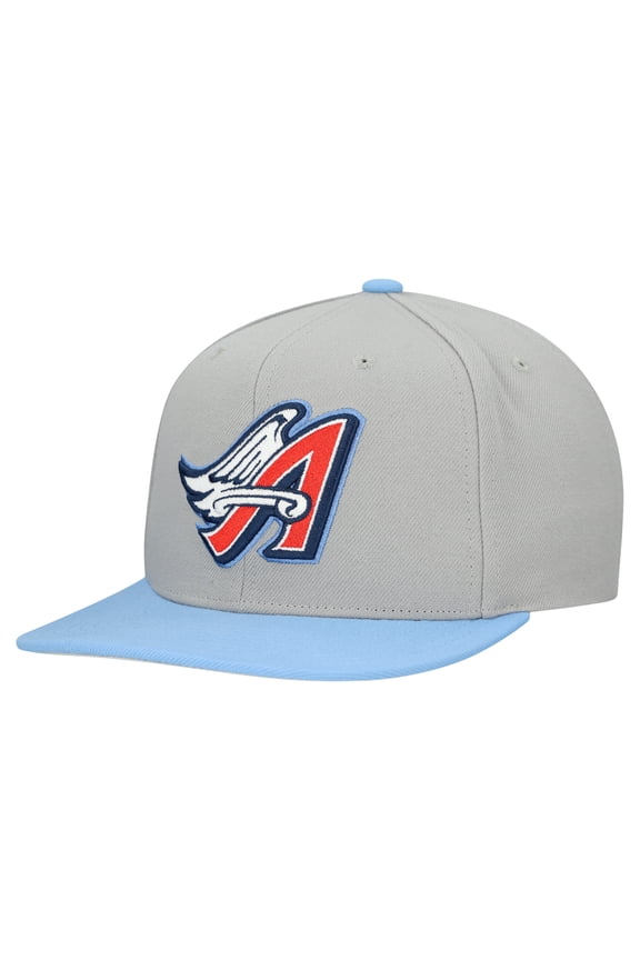 Men's Mitchell & Ness Gray California Angels Cooperstown Collection Basic Flip Snapback Hat