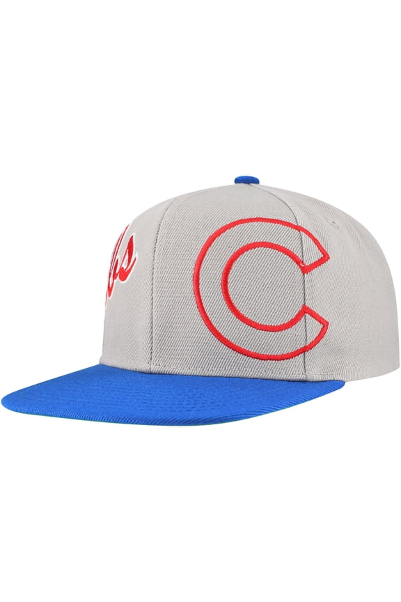 Men's Mitchell & Ness Gray Chicago Cubs Knock Out Panel Snapback Hat