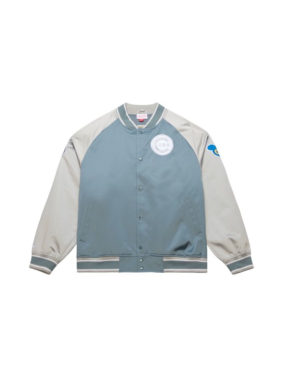 Men's Mitchell & Ness Gray Chicago Cubs Thunderstorm Head Coach Lightweight Satin Full-Snap Jacket