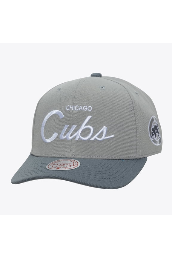 Men's Mitchell & Ness  Gray Chicago Cubs Thunderstorm Head Coach Pro-Crown Adjustable Hat