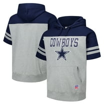Men's Mitchell & Ness Gray Dallas Cowboys Off Field Vintage Logo Short Sleeve Pullover Hoodie