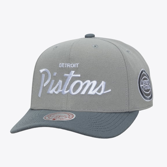 Men's Mitchell & Ness Gray Detroit Pistons Thunderstorm Head Coach Pro Crown Snapback Hat