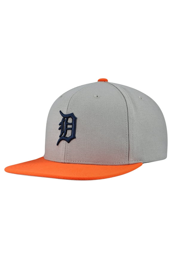 Men's Mitchell & Ness Gray Detroit Tigers Basic Flip Snapback Hat