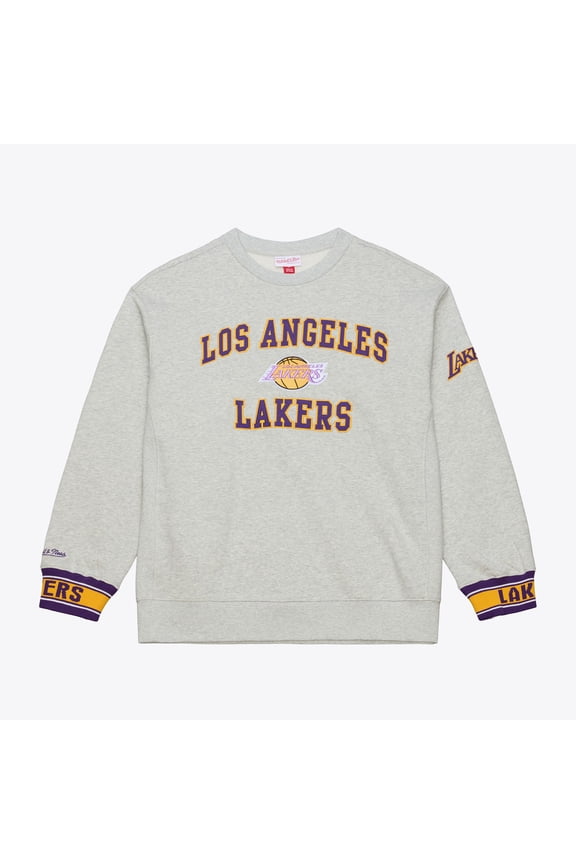 Men's Mitchell & Ness Gray Los Angeles Lakers Team Celebration Fleece Sweatshirt