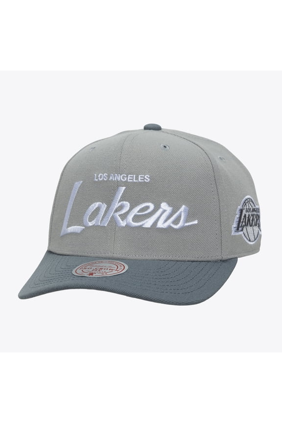 Men's Mitchell & Ness Gray Los Angeles Lakers Thunderstorm Head Coach Pro Crown Snapback Hat