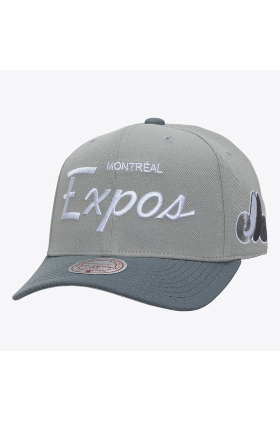 Men's Mitchell & Ness Gray Montreal Expos Cooperstown Thunderstorm Head Coach Pro-Crown Adjustable Hat