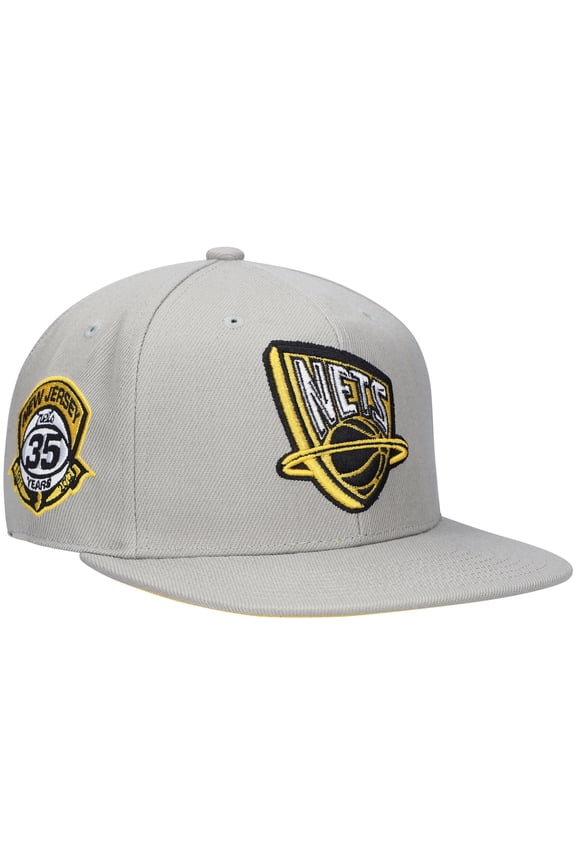 Men's Mitchell & Ness Gray New Jersey Nets Hardwood Classics 35th Anniversary Sunny Gray Fitted Hat